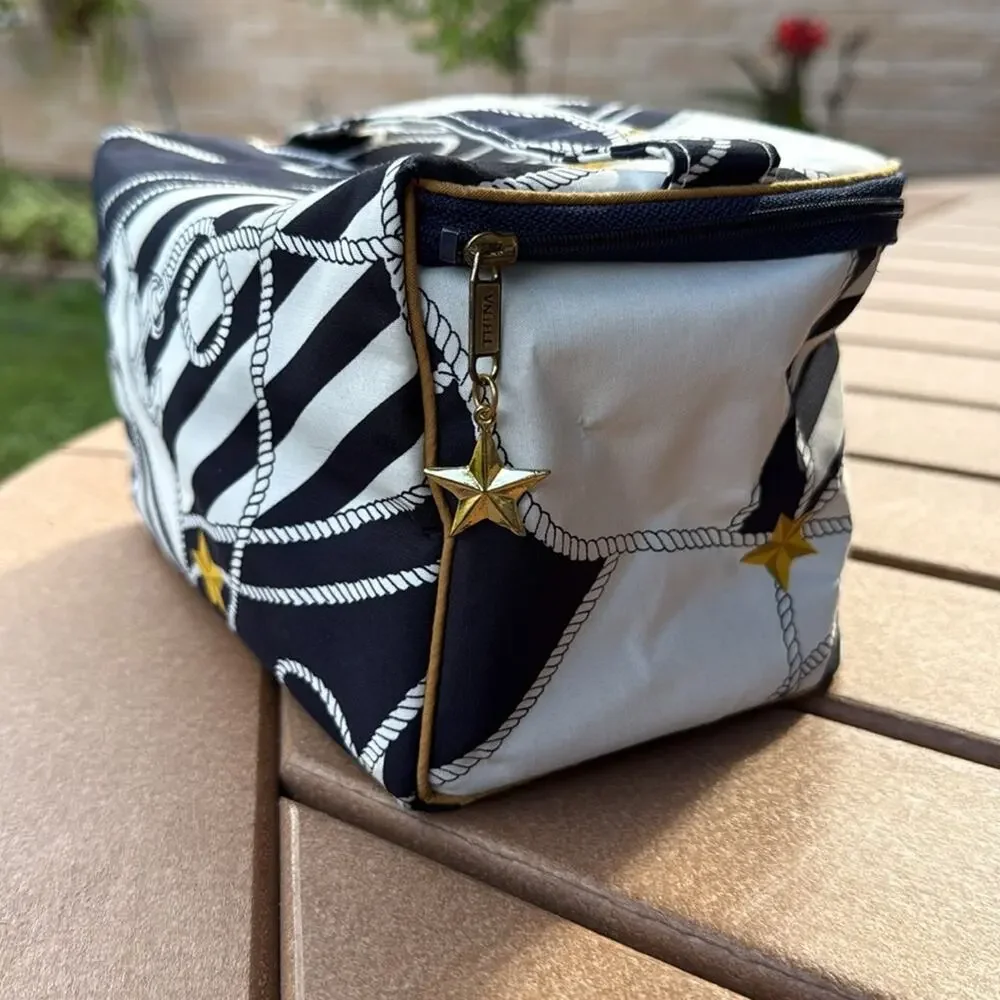 Trina Turk Nautical Themed Blue and White Cosmetic Makeup Bag